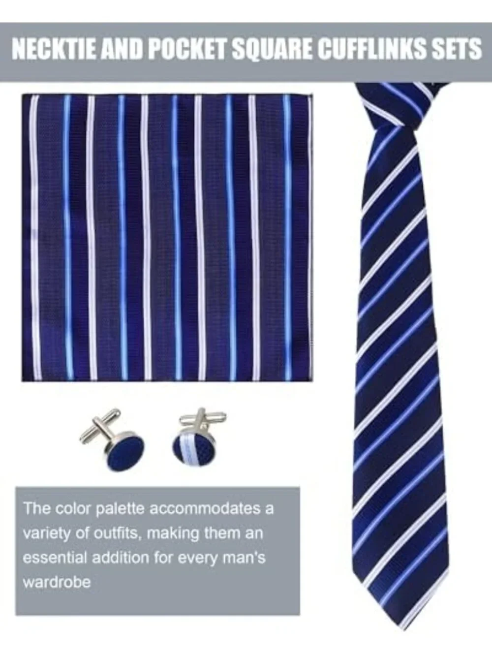 Stylish 9-Piece Silk Tie Set for Men - Striped Patterns, Perfect for Formal